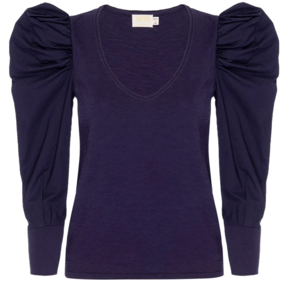 NATION LTD Jenna Cuffed Combo Tee Top in Boysenberry - Picture 1 of 7